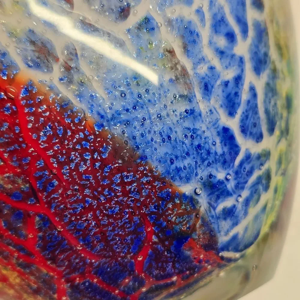 Badash Firestorm Multicolor Murano Style Art Glass Vase Cottagecore Art Deco